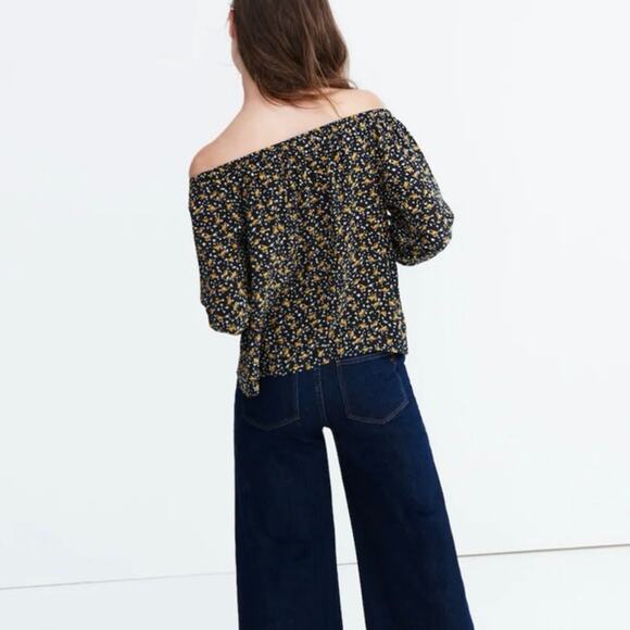 Madewell Women’s 100% Silk Off-the-Shoulder Top in Falling Leaves Size Medium - Picture 4 of 10